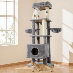 Gardner Pet Arbre à Chat Griffoir XXL Tour d'escalade Extra Solide 6 Niveaux 180cm, Arbres d'activité Stable avec Condo Hamacs Plateformes Poteaux en Sisal pour Petit Gros Chats Support 30kg - Gris (Gardner Pet Official-UK, neuf)