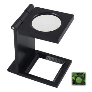Loupe de Table Compte Fils, Pliable Loupe de Table 10X 28mm Pliable Compteur de Fils avec Échelle Grossissement de 10x Grande Lentille pour Travail Bureau Maison Réparation Hobby Artisanat Journaux (Zifukeji, neuf)