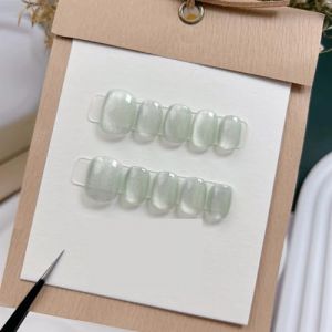 Faux Ongles Lot de 10 faux ongles courts vert clair faits main, &agrave; coller, motif yeux chat, style ballerine, for une manucure compl&egrave;te(1-S) (chenzhiying5188, neuf)