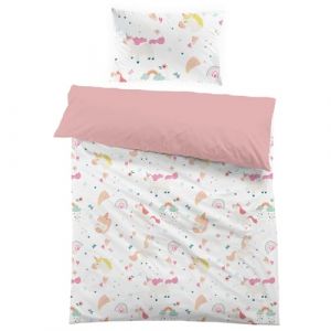 MUSOLEI Housse de Couette 120x150 Licorne Enfant Fille Rose Parure de Lit 90x190 1 Personne Microfibre 3D Imprim&eacute; avec Fermeture &Eacute;clair avec Taie d'oreiller 40x60 Cadeau Anniversaire F&ecirc;te (KIDS BEDROOM, neuf)