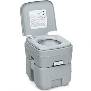 COSTWAY Toilette Portable WC Chimique Portable  pour Camping Caravanes Hôpital, Toilette Chimique 20L HDPE (Gris) (FDS GmbH, neuf)