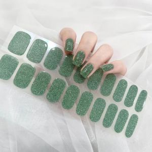 Ceboic 22PCS Gel Vernis À Ongles Autocollants, Bande de Vernis À Ongles en Gel UV, Auto-adhésifs Nails Wraps, Lampe UV/LED Requise, Longue Durée Autocollant Ongle Gel UV - Cristal Diamant Vert (Biaodian, neuf)