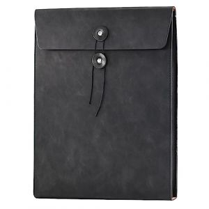 VANRA Porte-documents vertical en cuir synth&eacute;tique extensible pour documents A4 avec cordon de fermeture (noir) (Enkrio Direct, neuf)