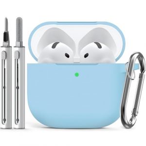 Inesore Compatible with AirPods 4 Case with Cleaning Kit, Silicone Protective Case Cover for Apple AirPod 4 (2024/ANC), Unisex Design - Light Blue (Enbluen, neuf)