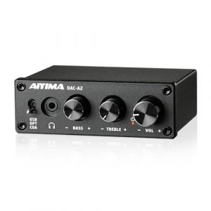 AIYIMA DAC A2 Amplificateur de casque Convertisseur DAC Mini d&eacute;codeur de jeu st&eacute;r&eacute;o Ordinateur de bureau DAC PC-USB/Coaxial/Optique vers RCA Sortie casque 24 bits192 kHz Ampli DAC num&eacute;rique-analogique (YIMA-TECHNOLOGY, neuf)