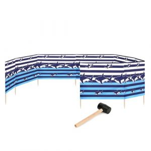 Garronda Paravent Plage Coupe-Vent Camping Brise-Vent avec Marteau en Caoutchouc GAEX001 (Rayures/Haie, 12 m) (Hisert, neuf)