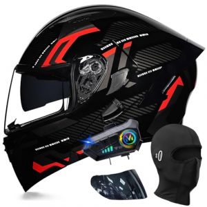 ACLFFSHOP Bluetooth Modulable Casque Moto Homologu&eacute; ECE, Flip Up Casque Adulte Moto avec Double Visi&egrave;re pour Anti-Collision Casque Scooter Casque Integral Modulable pour Homme Femme M~XXL (GXPgxp, neuf)