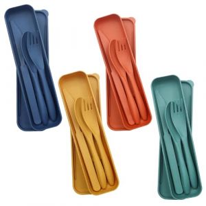 4 Ensemble de Couverts Avec &Eacute;tui Ensembles de Couverts Portables Couverts de Voyage Ensembles de Couteaux et de Fourchettes en Plastique R&eacute;utilisables pour Pique-Nique et Camping de Voyage(4 Couleurs) (JRD-EU, occasion)