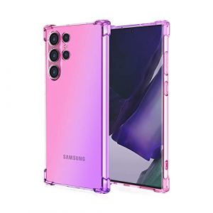 RankOne Coque de T&eacute;l&eacute;phone Convient pour Samsung Galaxy S24 Ultra (6.8" inches) Transparent TPU Silicone D&eacute;grad&eacute; de Couleur Case - Rose Mauve (Rankone, neuf)