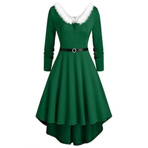 Robe de M&egrave;re Noel Femme Joyeux No&euml;l Robe Noel Rouge Vintage R&eacute;tro Ann&eacute;e 50s pin-up Rockabilly Swing &agrave; Pois Manches Longues Robes de Cocktail Soir&eacute;e M&egrave;re Noel D&eacute;guisement Sexy (b-Green, S) (BAULMD（90% Big Promotion Without Discount Code ）, neuf)