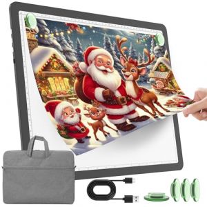 TOHETO Bloc lumineux A3 rechargeable avec sac de transport pour peinture au diamant, bo&icirc;te lumineuse ultra lumineuse pour le dessin, bo&icirc;te lumineuse sans fil pour le tra&ccedil;age et le dessin, tableau (TOHETO FR, neuf)