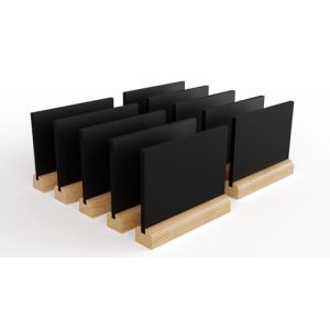 ALLboards Tableau Noir Double Face à Poser sur Table avec Base en Bois en Forme Mini, Lot de 4 Pièces, Petit Tableau à Craie, Tableau Décoratif (ALLboards France SARL, neuf)