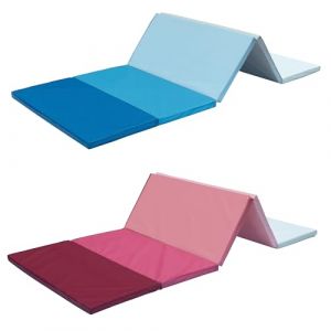 Tapis de gymnastique pliable, environ 185 x 76 x 3,2 cm, tapis de sol souple, portable et pliable, id&eacute;al comme tapis de fitness, tapis de yoga, tapis de jeu, pour enfants (2 pi&egrave;ces : 1 bleu, 1 rose) (shoppingpalast, neuf)