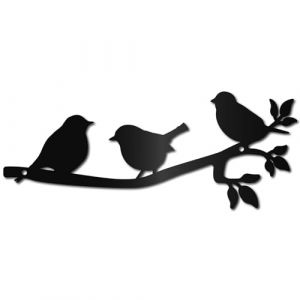 CREATCABIN D&eacute;coration Murale M&eacute;tal avec Oiseaux sur Branche-Sculpture D'Oiseau &agrave; Suspendre-D&eacute;coration Murale Rustique Noire-Oiseaux sur Branche-Ornement pour Balcon,Jardin,Int&eacute;rieur Ext&eacute;rieur,30x12cm (CREATCABIN FR, neuf)