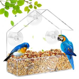 HGRGHH Mangeoires &agrave; Fen&ecirc;tre, Mangeoire &agrave; Oiseaux pour Ext&eacute;rieur avec Ventouses Puissantes, Transparent Exterieur Mangeoire Oiseaux, Mangeoire pour Oiseaux pour Ext&eacute;rieur, Jardin 15 x 15 x 6 cm (RYkjmndxc, neuf)