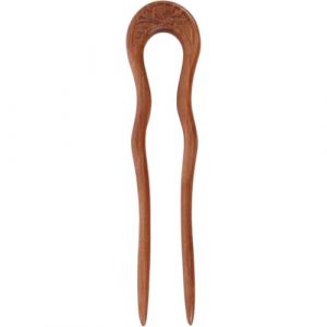 Ipetboom &agrave; cheveux en bois de p&ecirc;cher en forme de U &ndash; &Eacute;pingle &agrave; cheveux traditionnelle chinoise &ndash; Fourchette &agrave; vintage pour chignon, accessoire de costume r&eacute;tro pour femme asiatique (hikarish, neuf)