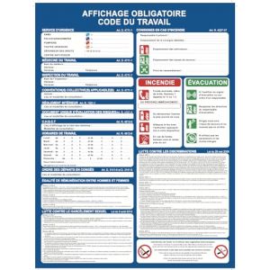 Panneau Code du Travail 2026 &ndash; Affichage Obligatoire Entreprise &ndash; PVC Rigide 400x300mm avec Dos Auto-Adh&eacute;sif &ndash; R&eacute;sistant aux UV et &agrave; l&rsquo;humidit&eacute; &ndash; Conforme Droit du Travail (R adventure, neuf)