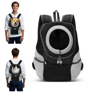ALLSOPETS Sac a Dos Chien Sac de Transport Moto Réglables pour Petits Chiens Chats Portable et Respirant Sac à Dos de Transport pour Chiens pour Vélo Randonnée Camping (Noir Charbon, M) (YONGYES TRADE LIMITED, neuf)