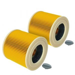 vhbw 2x filtre plissé compatible avec Kärcher A 2254 Me, A 2534 pt, A 2554 Me, A 2604, A 2654 Me, A 2656 X Plus, SE 4001, SE 4002 aspirateur - jaune (ElectroPapa, neuf)
