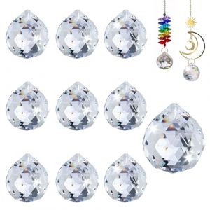 10 Pièces Prisme de Boule Cristal Clair, 20mm À Facette, À Suspendre, Feng Shui Attrape Soleil, pour Décoration de Maison Jardin Mariage (MUMUEU, neuf)