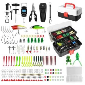 Bo&icirc;te de p&ecirc;che &agrave; 3 couches, 213 pi&egrave;ces d'app&acirc;ts et d'outils avec clips &agrave; l&egrave;vres, extracteur d'hame&ccedil;on, mallette de p&ecirc;che avec accessoires, &eacute;quipement de p&ecirc;che adapt&eacute; pour enfants, adultes, d&eacute;butants (pvnoocy-eu, neuf)