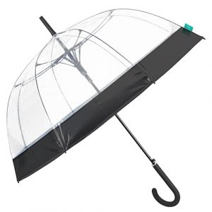 Parapluie Transparent pour Femme avec Bordure Noire Ouverture Automatique - Grand Parapluie Cloche Solide Résistant de Voyage - Ombrelle Coupe Vent Léger pour Fille Dame POE - Diamètre 89 cm (Noir) (VICTOR LINE SRL, neuf)