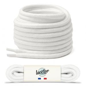 Laceter Lacets Ronds Épais 4mm pour Bottes, Dr Martens, Chaussures de Sécurité, Randonnée, Outdoor, Travail - Robustes, Durables - Fabriqués en Europe Haute Résistance - Blanc polaire, 180 cm - X2 (Lace'ter, neuf)