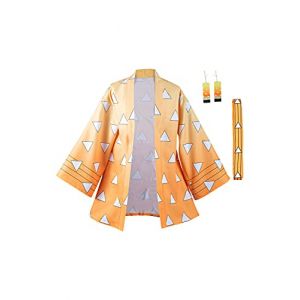 Daiendi Zenitsu Agatsuma D&eacute;guisement de cosplay D&eacute;mon Hashira Anime D&eacute;guisement Kimono D&eacute;guisement Halloween Carnaval L (Gosbeliy, neuf)