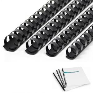 Comioke Peigne de Reliure en Plastique, 12/14/16/18mm Pince Reliure, Capacité de Reliure, Spirale en PVC, 80-140 Feuilles, Noir, A4, 21 Trous, Paquet de 80 (RONG LII, neuf)