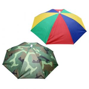 CHUNLINLAODA 2 Pi&egrave;ces Chapeau Parapluie hapeau Parapluie de Tete Chapeau De Parapluie Anti-UV Casquette Parapluie Chapeau camouflage Color&eacute; De P&ecirc;ch pour P&ecirc;che Randonn&eacute;e Plage P&eacute;destre (rouge) (NAIXUE-FR, neuf)