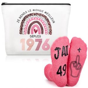 Xuniea Cadeau Anniversaire Femme 50 Ans - Trousse Maquillage & Chaussettes 1976, Id&eacute;e Cadeau Originale Humour Femme N&eacute;e en 1976, Set Accessoire 50e Anniversaire (Yanyhhng, neuf)