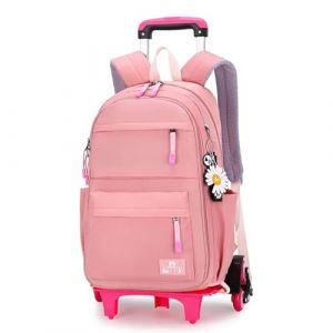 Tanou Cartable a Roulette Fille, 16 Pouces L&eacute;gers Sac a Roulette Fille Primaire, D&eacute;tachable Cartable Roulettes Enfant pour Voyages Scolaires, 7-12 Ans, Rose (Tanou Bagages, neuf)