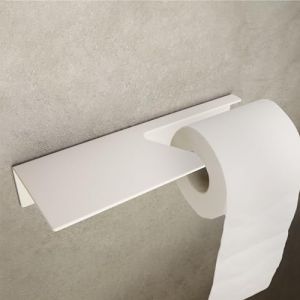 Design Hambourg Porte Papier Toilette sans Percer I Support Papier Toilette Salle de Bain Mural Auto Adhésif I Porte-Rouleau Papier WC | Blanc Mat | avec étagère (Designfabrik Hamburg, neuf)