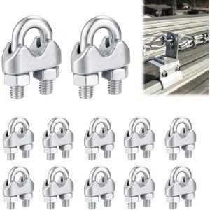 Serre Cable Inox 3mm, 12 Pièces Cmétalliques M3 Pince de Câble Métallique U pinces, Attaches pour Câbles Métalliques Acier Inoxydable, pour Corde à Linge, Auvent et Fixation(M3) (FEEPP, neuf)