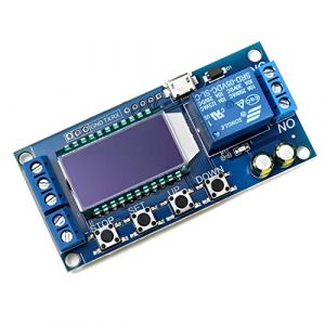 QWORK&reg; Relais de temporisation, module de relais DC 6-30 V, minuterie de cycle de retard, 0.01-9999 min, commutateur de d&eacute;clenchement r&eacute;glable avec &eacute;cran LCD, prise en charge micro USB 5 V. (shavinglikes, neuf)