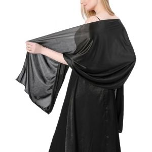 HUVZOR 1 pi&egrave;ce Chale Femme Elegant Mousseline Etoles Femme et doux tulle Mousseline de soie Echarpes Mariage Soir&eacute;e de gala Foulard(Noir : 65 x 180 cm) (Volumetech OU, neuf)