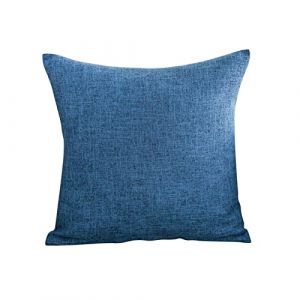 Lieson Housse Coussin Decoratif 45x45, Housse Coussin Deco Canape Bleu Marine Noir Coussin D&eacute;coratif Motif Tissage de Couleur Unie, Lin (LIESON, neuf)