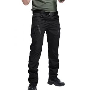 Onsoyours Pantalon Cargo Homme Multipoches Zippé Mince Pantalon Combat Pantalon de Travail Imperméable Pantalon Militaire Tactique pour Casual Activités en Plein Air E Noir M (Dear Shall Good Inc., neuf)