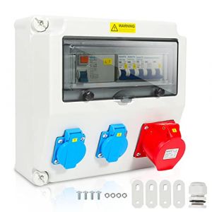 Tubiaz Coffret de Chantier, Coffret Chantier 1x16A 400V+2x16A 230V, Coffret électrique de Chantier FI LS - Répartiteur de courant fort IP44 (idealnation, neuf)