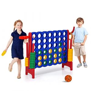 DREAMADE Puissance 4 G&eacute;ant pour Enfants sur Pied 84 x 33 x 79 CM avec 42 Anneaux, Levier de R&eacute;initialisation du Jeu, Jeu de Soci&eacute;t&eacute; pour R&eacute;unions de Famille,Maternelle,Camping (Rouge) (DREAMADE, neuf)
