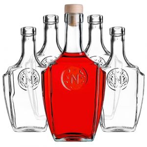KADAX Lot de 5 bouteilles en verre de 500 ml avec bouchon en li&egrave;ge - Bouteilles vides &agrave; remplir - Bouteilles &agrave; liqueur en verre - Bouteilles d'alcool pour liqueur, huile et vinaigre (KADAX, neuf)
