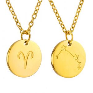 AFSTALR Zodiac Chain - Collier pendentif zodiaque or/argent/or rose I Collier zodiaque acier inoxydable femme, collier acier inoxydable femme (AFSTALR, neuf)