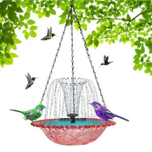 Bain D'Oiseau avec Fontaine | Pompe De Bassin Solaire - D&eacute;corations Ext&eacute;rieures Suspendues pour Oiseaux Nature Paysage Cour Balcon Arri&egrave;re-Cour (Trame, neuf)