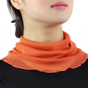 Femme Couleur Unie 100% Soie de M&ucirc;rier Tour de Cou Faux Col Foulard &Eacute;charpe de Cou Cercle Tube &Eacute;charpe(Orange Vif) (UK_Stone, neuf)