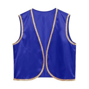 Runhomal Homme D&eacute;guisement Prince Arabe Gilet Haut Costume Prince Roi Party Cosplay Carnaval S-4XL Bleu XL (Runhomal EU, neuf)