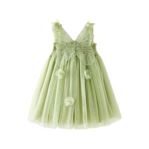 Miipat Bébé Fille Robe Jeune Enfant Tulle Papillon Princesse Tutu Robe Fête Danniversaire sans Manches Robe de Demoiselle d'honneur Bébé pour Mariage Vert 100 2-3 Ans (Miipat, neuf)