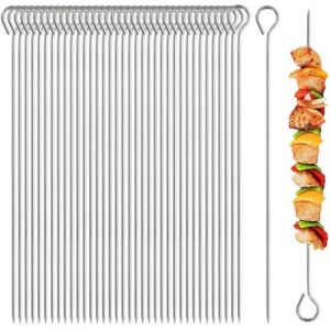 50 Pièces Brochettes pour Barbecue, 15 cm Pic a Brochette, Pique a Brochette, Brochettes à Viande en Acier Inoxydable, BBQ Brochettes, Brochette Réutilisables, pour Barbecue, Viande, Légumes (Rfervgauk, neuf)