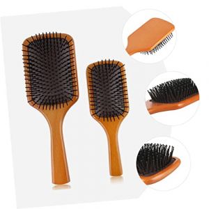 CLISPEED Brosse à Cheveux Bois avec Picots Nylon Brosse à Palette Démêlante pour Cheveux Lisses et Bouclés (Yeahzl, neuf)