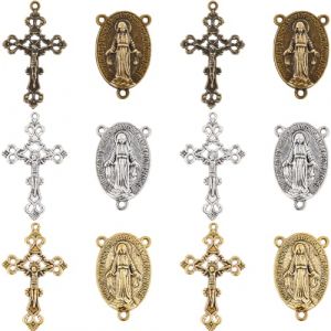 SUNNYCLUE 1 bo&icirc;te 60 pi&egrave;ces 6 styles Chapelet Croix Breloques Crucifix Charme Vacances de P&acirc;ques Antique Argent Or Bronze Ovale Lustre Liens Chapelet Perles R&eacute;sultats pour la Fabrication de Bijoux Bre (SUNNYCLUE  FR, neuf)