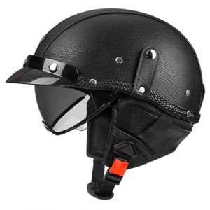 Demi Casque Moto Casque Bol Casque Moto Jet Vintage Casque Ouverte avec Visi&egrave;re Casque Cyclomoteur Casque Scooter Homologu&eacute; ECEDOT Casque Demi Casque de Moto Unisexe 4,XXL=63~64CM (MiaoJunPing, neuf)